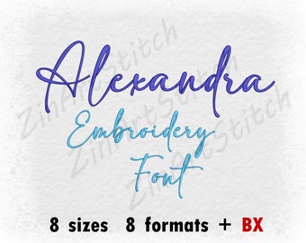 Alexandra Embroidery Font Maschinenstickerei Design Satzzeichen und Zahlen Instant Download 8 Größen 8 Formate BOX