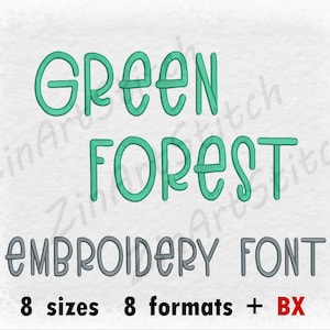 Green Forest Embroidery Font Machine Embroidery Design Instant Download Monogram Alphabet 8 Sizes 8 Formats BX