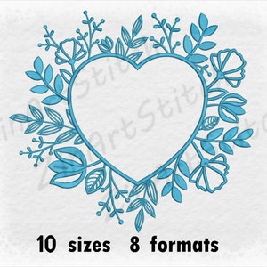 Ramka Kwiatowa Monogram Obramowanie Haft Wzór Haft Serce Ramka 10 Rozmiarów (4,5" 5" 5,5" 6" 6,5" 7" 7,5" 8" 8,5" 9") 8 Formatów