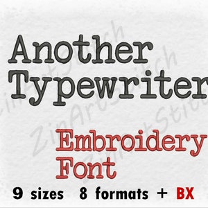 Otro diseño de bordado de fuente de máquina de escribir, monograma del alfabeto, descarga instantánea, 9 tamaños, 8 formatos BX