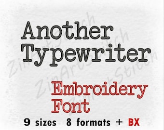 Another Typewriter embroidery Font, Machine embroidery design, Punctuations and numbers, Instant Download, 9 Sizes