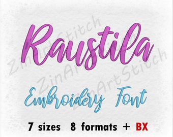 Raustila Script Embroidery Font Machine Embroidery Design Punctuations and numbers Instant Download 7 Sizes 8 Formats BX