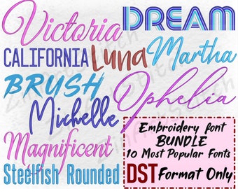 Bundle 10 Best Sellers embroidery fonts Embroidery Fonts Pack Instant Download Alphabet Script Letters Monogram 7-9 Sizes ONLY DST format