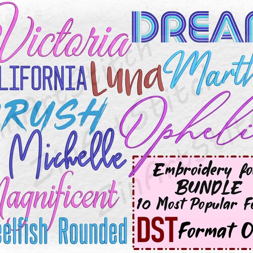 Bundle 10 Best Sellers Embroidery Fonts Embroidery Fonts Pack Etsy