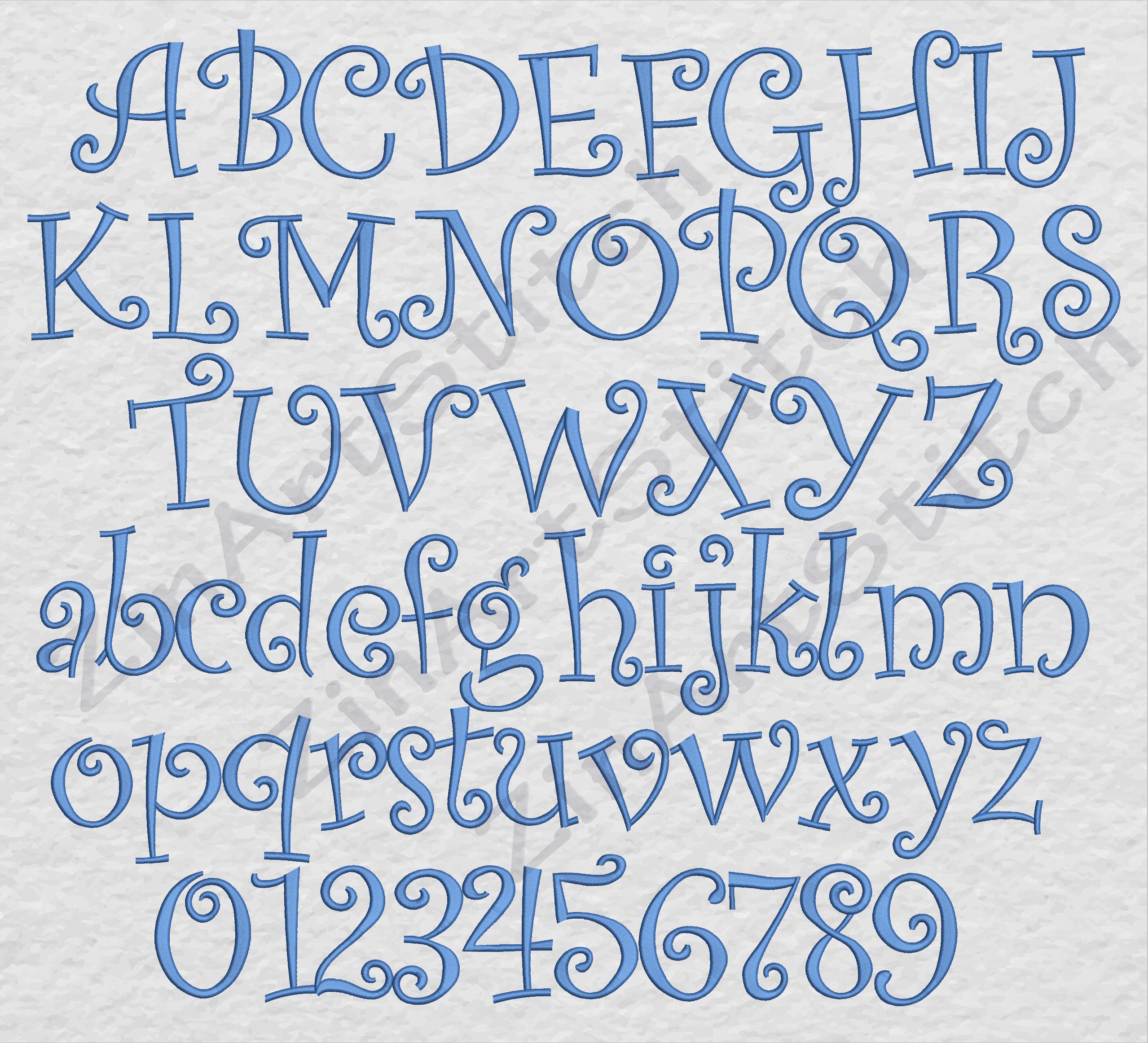 Curly Font Embroidery Design Monogram Alphabet 5 Sizes 8 Etsy