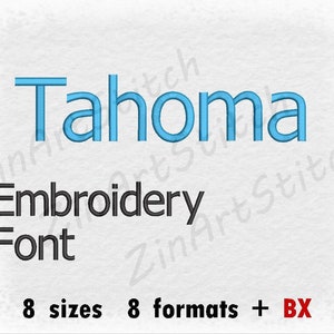 Tahoma embroidery Font, Machine embroidery design, Punctuations and numbers, Instant Download, 8 Sizes