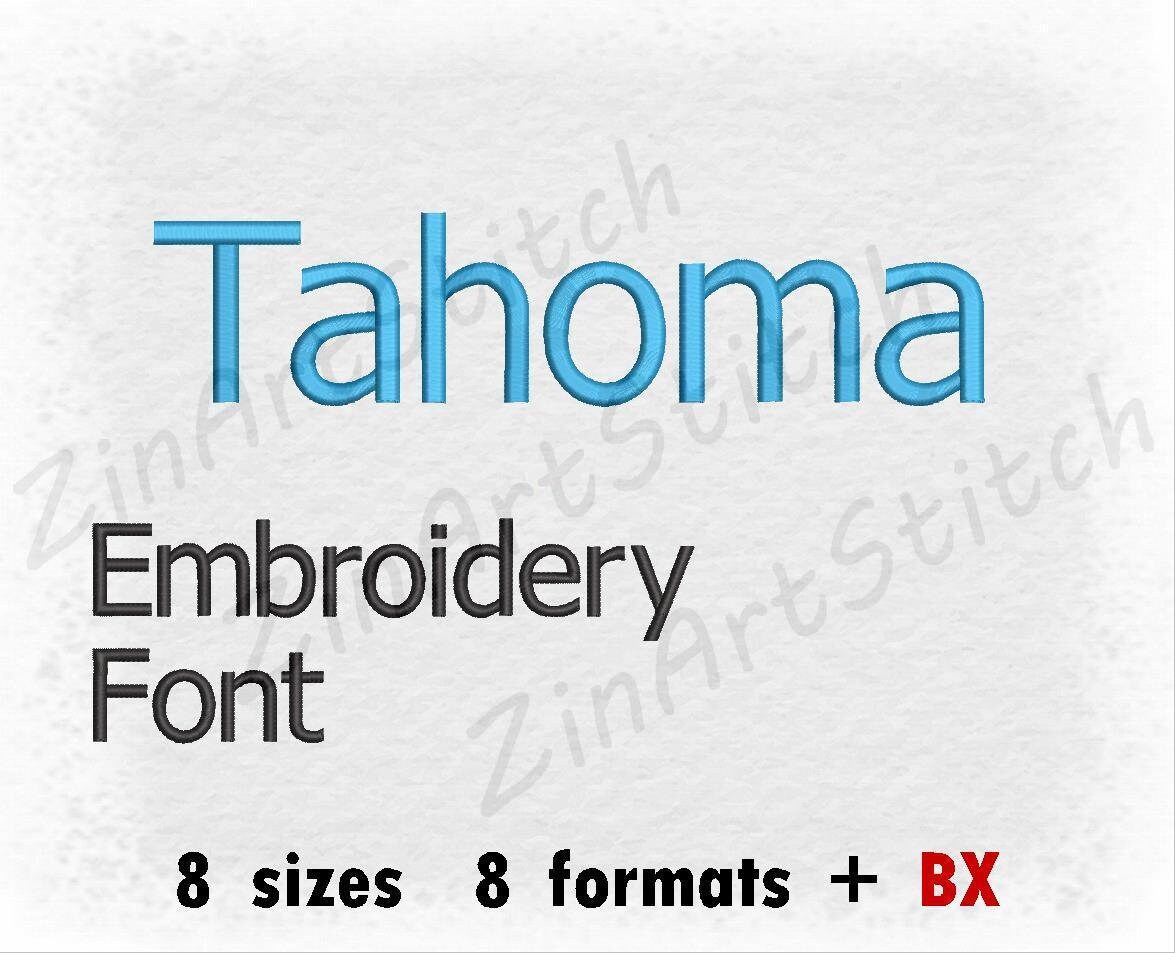 Tahoma Embroidery Font Machine Embroidery Design Instant Download.