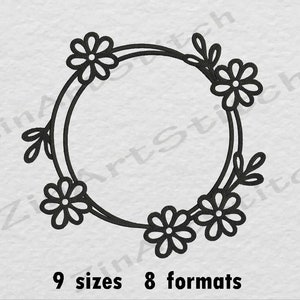 Flower Frame Monogram Border Embroidery Design Embroidery Frame Design border 9 Sizes 8 Formats