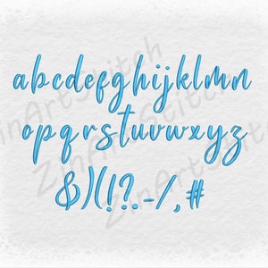 Kinsley embroidery Font, Machine embroidery design, Punctuations and numbers, Instant Download, 9 Sizes image 3