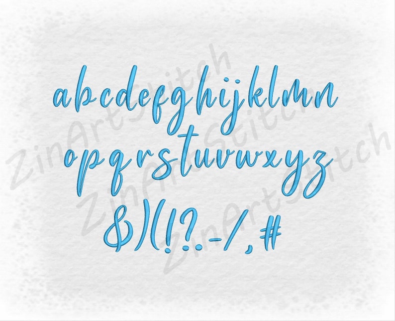 Kinsley embroidery Font, Machine embroidery design, Punctuations and numbers, Instant Download, 9 Sizes image 3