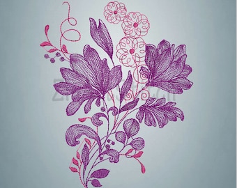 Floral Machine Embroidery Design, Flower File (Instant Download)