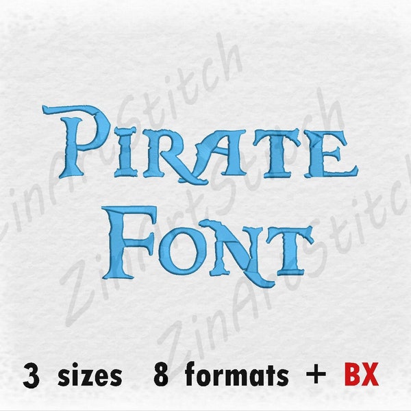 Pirates des Caraïbes police broderie Design monogramme Alphabet 3 tailles 8 Formats BX