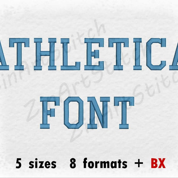 Athletica Embroidery Font  Machine Embroidery Design Punctuations and numbers Instant Download Alphabet 5 Sizes 8 formats BX