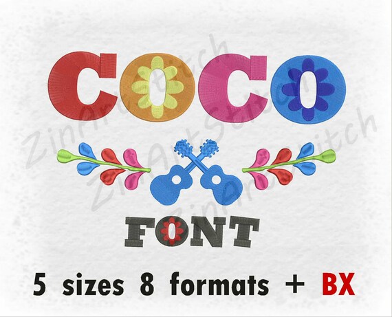 Coco Font Embroidery Design Monogram Alphabet 5 Sizes 8 - Etsy