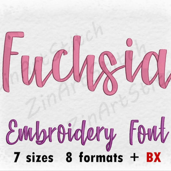 Fuchsia Embroidery Font Machine Embroidery Design Instant Download Monogram Alphabet 7 Sizes 8 Formats BX