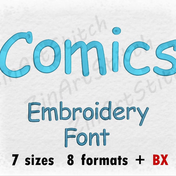 Comics Embroidery Font Machine Embroidery Design Instant Download Monogram Alphabet 7 Sizes 8 Formats BX