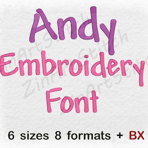 Andy Embroidery Font Machine Embroidery Design Instant Download Monogram Alphabet 6 Sizes 8 Formats BX