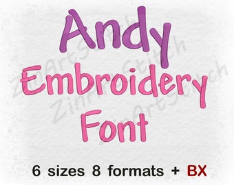 Andy Embroidery Font Machine Embroidery Design Instant Download Monogram Alphabet 6 Sizes 8 Formats BX