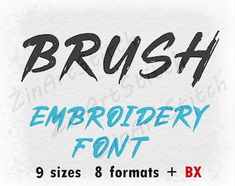 Brush embroidery Font - Machine Embroidery Design - Fill Stitch - Instant Download - 9 Sizes