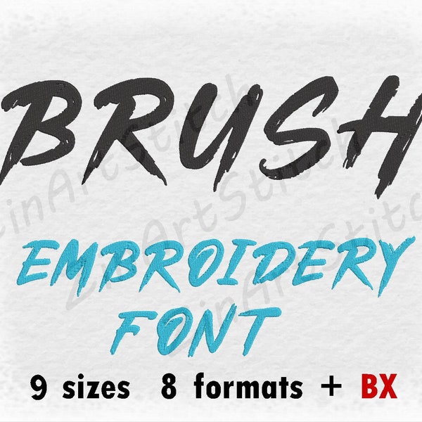 Brush Embroidery Font Machine Embroidery Design Fill Stitch numbers Instant Download 9 Sizes 8 Formats BX
