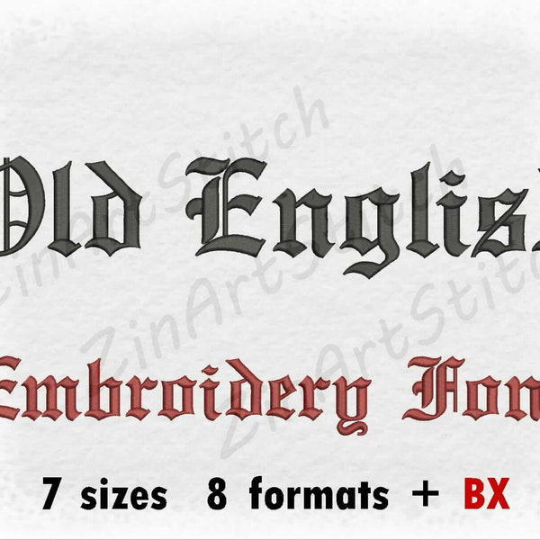 Old English Embroidery Font Machine Embroidery Design Instant Download Monogram Alphabet 7 Sizes 8 Formats BX