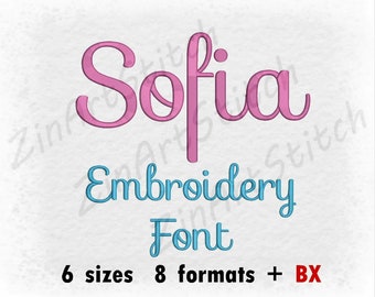 Sofia Embroidery Font Machine Embroidery Design Instant Download Monogram Alphabet 6 Sizes 8 Formats BX