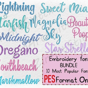 Pacote 10 fontes de bordado mais vendidas Pacote de fontes de bordado Download instantâneo Letras de script do alfabeto Monograma 5-7 tamanhos SOMENTE formato PES