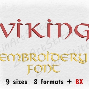 Viking Font Embroidery Design Monogram Alphabet 9 Sizes 8 Formats BX