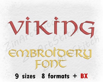 Viking Font Embroidery Design Monogram Alphabet 9 Sizes 8 Formats BX