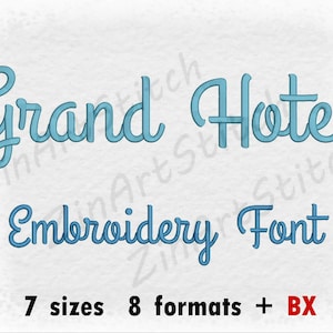Grand Hotel Embroidery Font Machine Embroidery Design Instant Download Monogram Alphabet 7 Sizes 8 formats BX