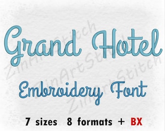 Grand Hotel Embroidery Font Machine Embroidery Design Instant Download Monogram Alphabet 7 Sizes 8 formats BX