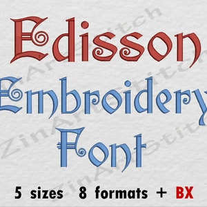 Edison borduurwerk lettertype machine borduurwerk ontwerpen Instant Download monogram alfabet 5 maten 8 formaten BX