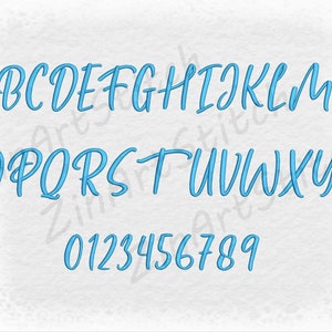 Kinsley embroidery Font, Machine embroidery design, Punctuations and numbers, Instant Download, 9 Sizes image 2