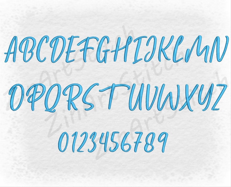 Kinsley embroidery Font, Machine embroidery design, Punctuations and numbers, Instant Download, 9 Sizes image 2