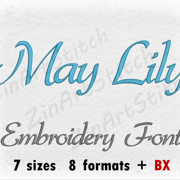 May Lily Embroidery Font Machine Embroidery Design Instant Download Monogram Alphabet 7 Sizes 8 Formats BX