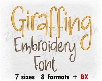 Giraffing Embroidery Font Machine Embroidery Design Instant Download Monogram Alphabet 7 Sizes 8 Formats BX