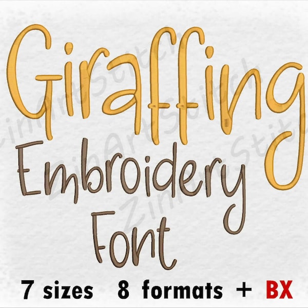 Giraffe Stickerei Schriftart Maschine Embroidery Design Instant Download Monogramm Alphabet 7 Größen 8 Formate BX