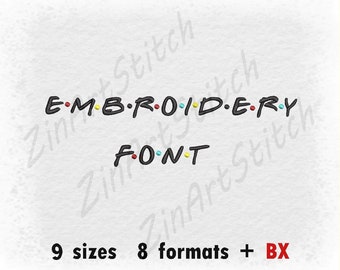 Embroidery Font - Machine Embroidery Design - Punctuations and numbers - Instant Download - 9 Sizes