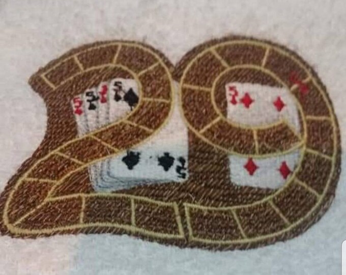 Cribbage board card game hand towel set custum embroidered
