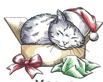 Cat Christmas Santa hand towel set custom embroidered personalized