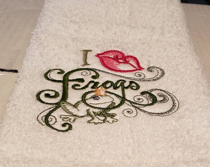 Frog love hand towel set custom embroidered personalized