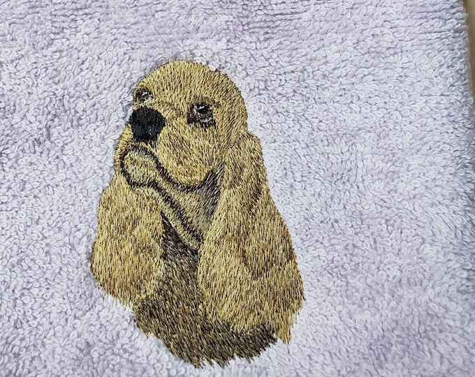Cocker Spaniel Dog bath hand towel set custom embroidered personalized