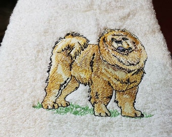 Chow Chow Dog hand towel set custom embroidered personalized