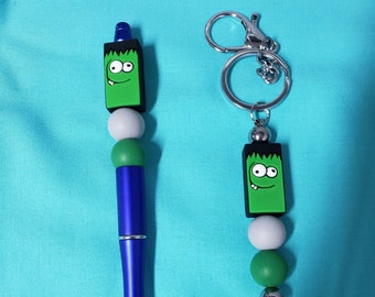Monster Halloween custom beaded novelty pen or keychain ring