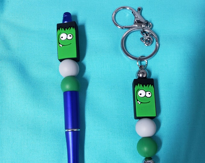 Monster Halloween custom beaded novelty pen or keychain ring