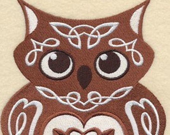 Celtic owl bird hand towel set custom embroidered personalized