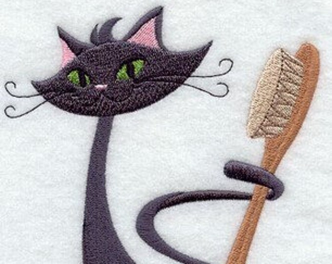 Fancy cat bathroom decor  his hers mine bath hand towel custom embroidered