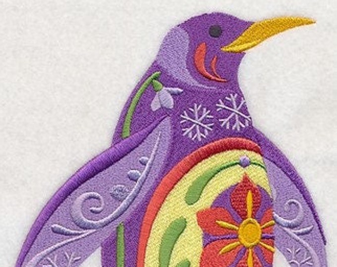 Penguin flower power bath hand towel set custom embroidered personalized