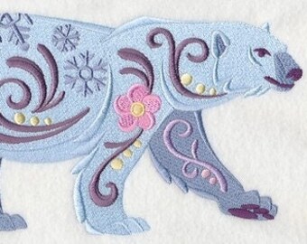 Polar Bear flower power bath hand towel set custom embroidered personalized