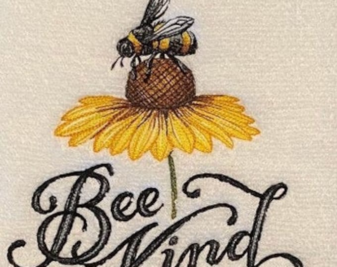 Bee Kind Sunflower  bath hand towel set custom embroidered